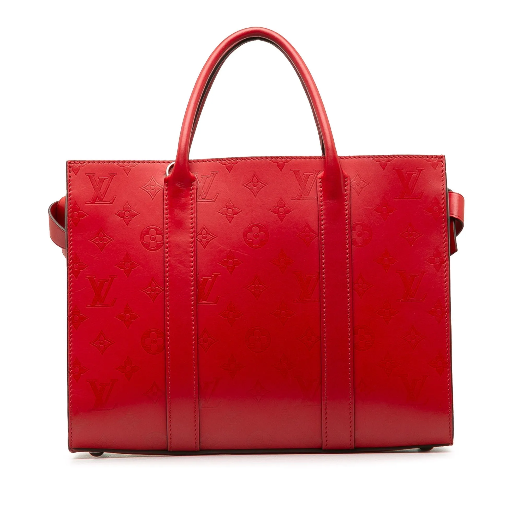 Red Louis Vuitton Monogram Cuir Plume Very Tote MM Satchel