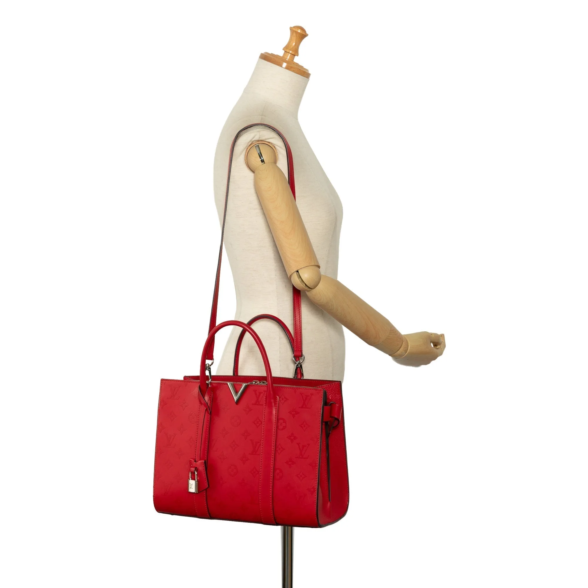 Red Louis Vuitton Monogram Cuir Plume Very Tote MM Satchel