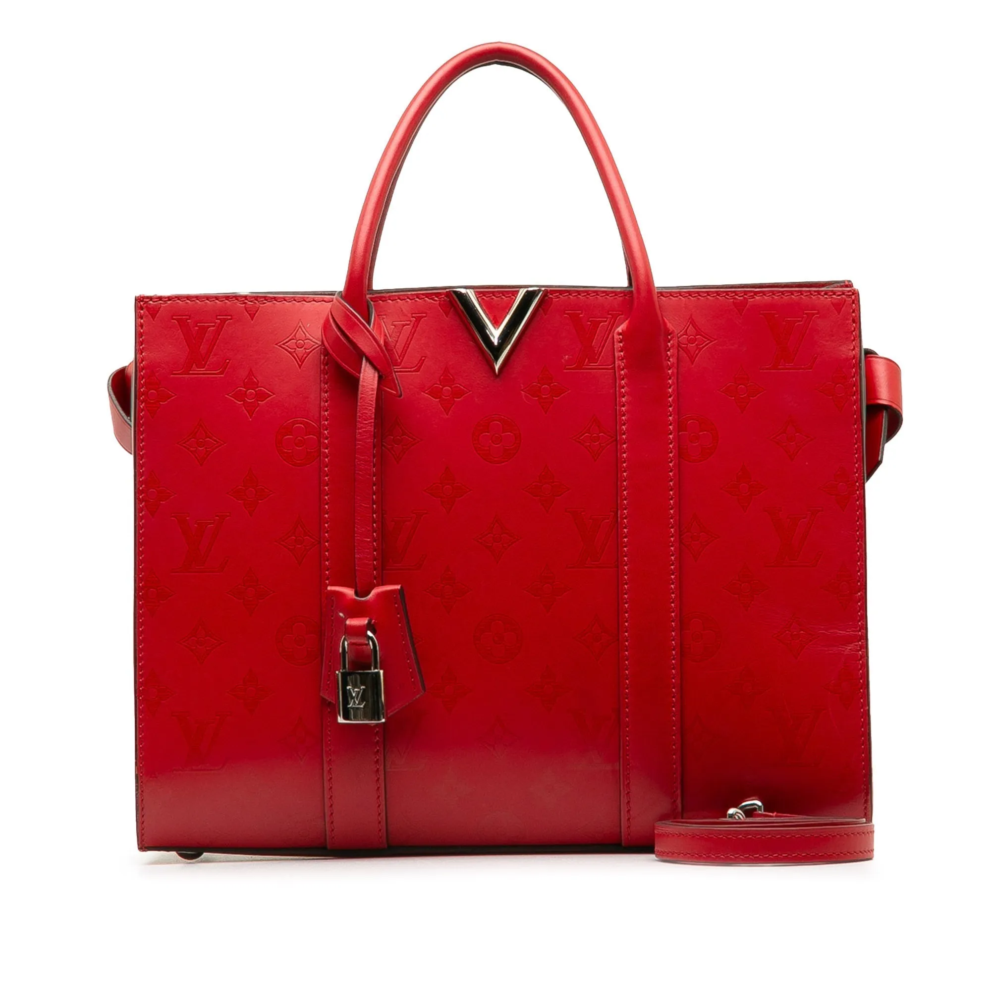 Red Louis Vuitton Monogram Cuir Plume Very Tote MM Satchel