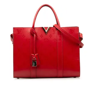 Red Louis Vuitton Monogram Cuir Plume Very Tote MM Satchel