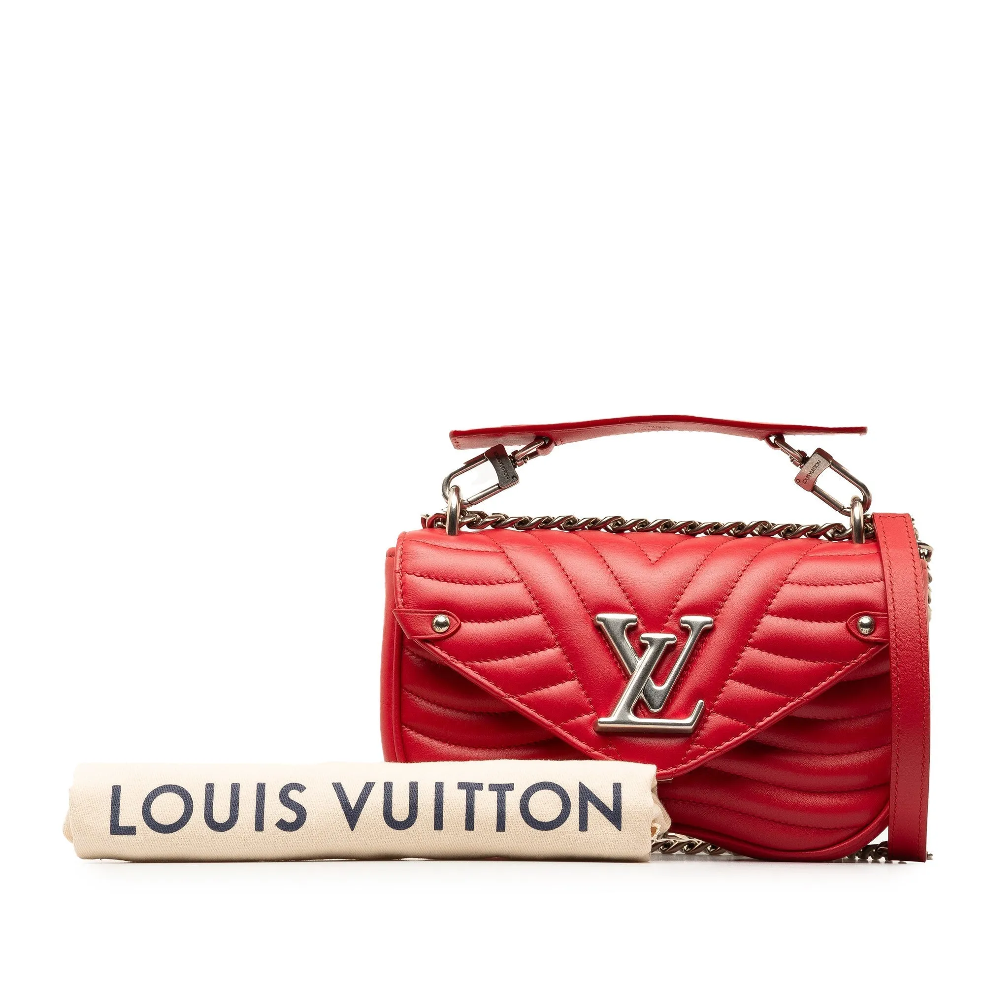 Red Louis Vuitton New Wave Chain Bag MM Satchel