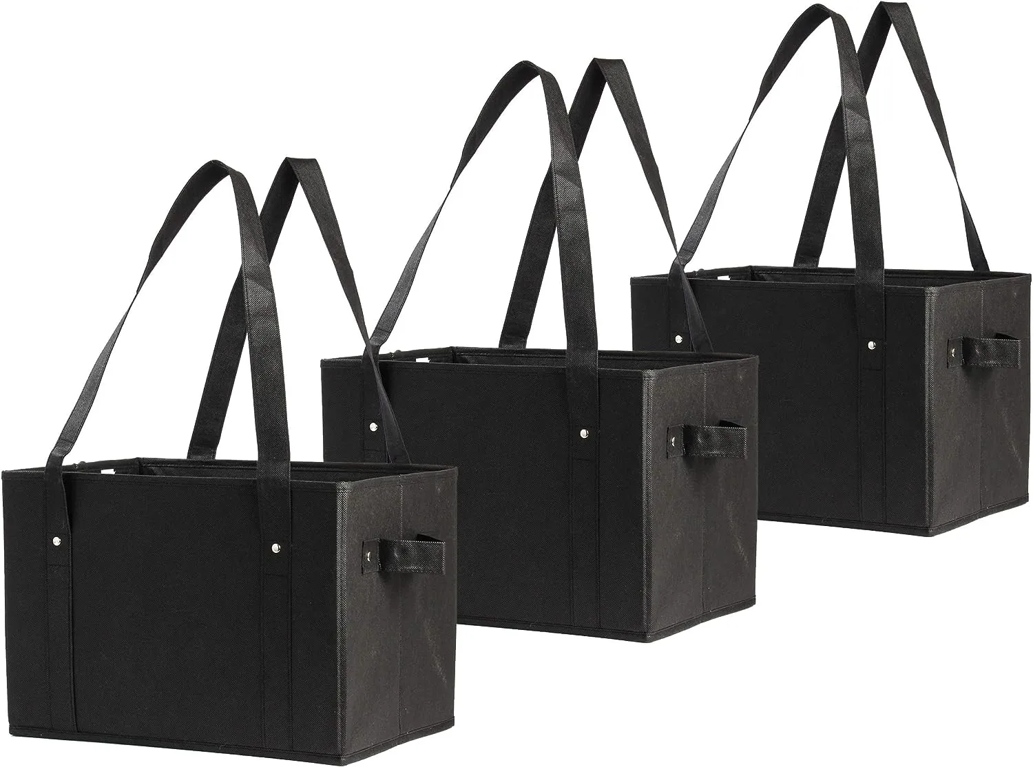 Reusable Grocery Bags - Deluxe Collapsible Shopping Box with Reinforced Bottom, Set of 3