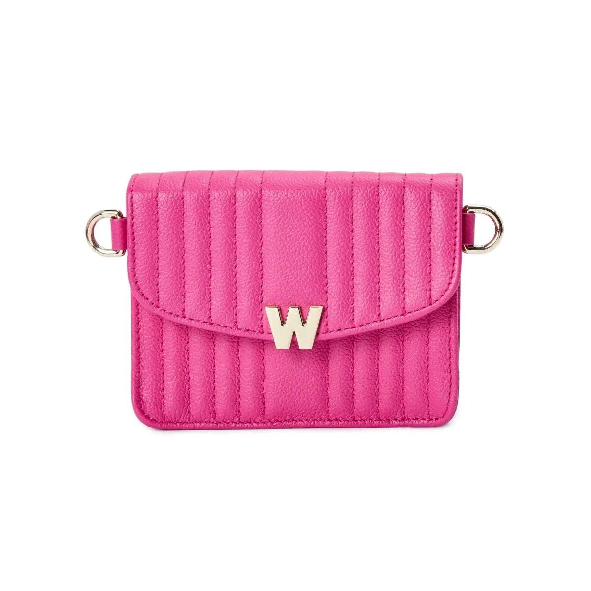 WOF Mimi Collection Leather Pink Mini Bag with Wristlet and Lanyard