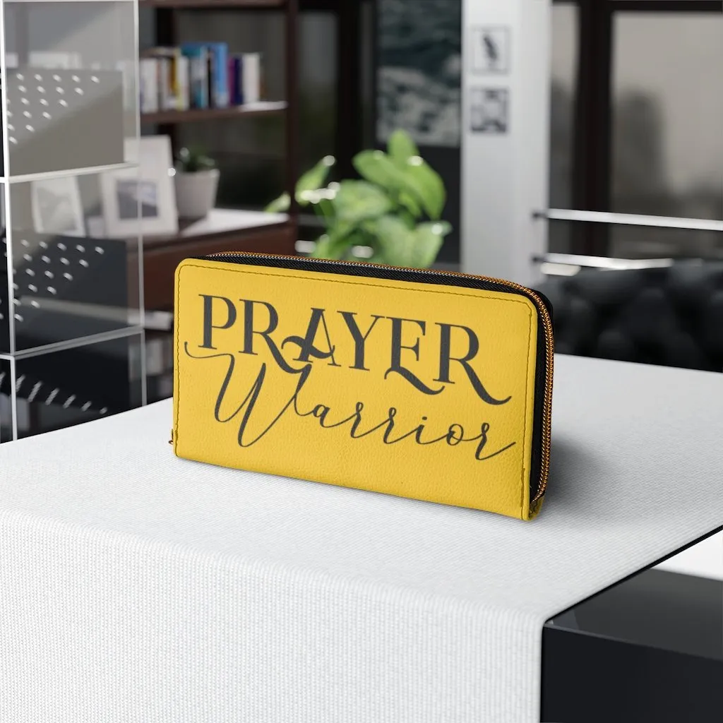 Wristlet Phone Wallet, Golden Yellow & Black Prayer Warrior Graphic Purse