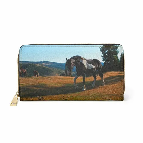 Wristlet Phone Wallet, Landscape and Horse Graphic Purse