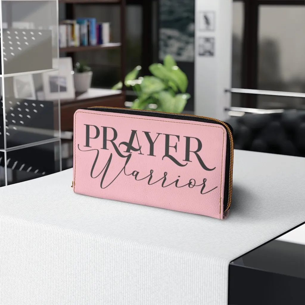 Wristlet Phone Wallet, Light Pink and Black Prayer Warrior Graphic Purse