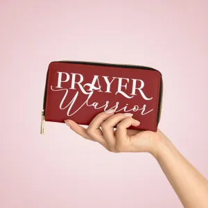 Wristlet Phone Wallet, Maroon and White Prayer Warrior Graphic Purse